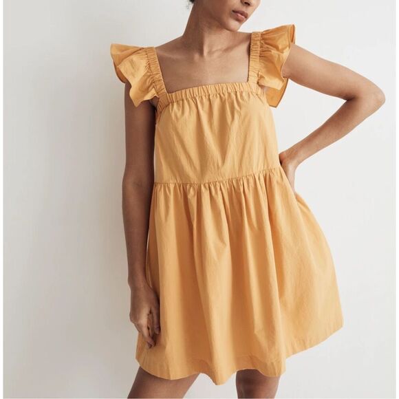 Madewell Flutter-Sleeve Square-Neck Mini Dress - Picture 1 of 9